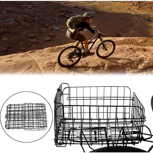 Bicycle Stainless Steel Rear Back Basket Bike Folding Basket Large Capacity Rear Food Pet Basket Student Bag Rear Shelf Basket