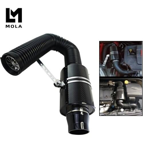 Air Intake With Fan Universal Racing Carbon Fiber Cold Feed Induction Kit Air Intake Kit Air Filter Box / OR WITHOUIT FAN