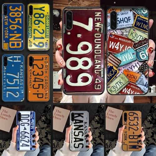 Retro Funny License Plate Number Phone case For Samsung Galaxy A 3 5 7 8 10 20 21 30 40 50 51 70 71 E S 2016 2018 4G black