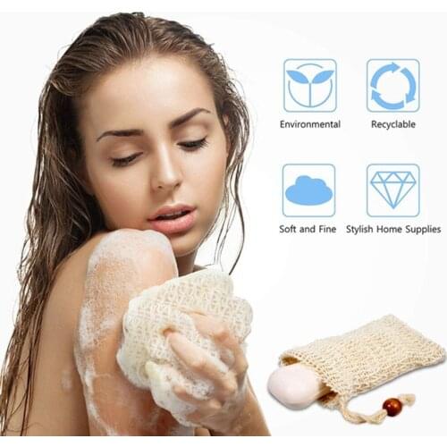 1Pc Natural Plant Fiber Environmental Protection Handmade Facial Cleanser Foaming Net Cotton Linen Soap Bag Face Cleansing