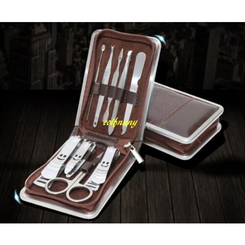 20sets/lot 9pcs/set Nail Clipper Kit Nail Care Set Pedicure Scissor Tweezer Earpick Utility Manicure Tools With zipper case