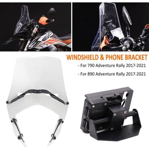2017-2021 Motorcycle Acrylic Rally Windshield Windscreen Wireless Charger Navigation Bracket For 390 790 890 ADV Adventure Rally