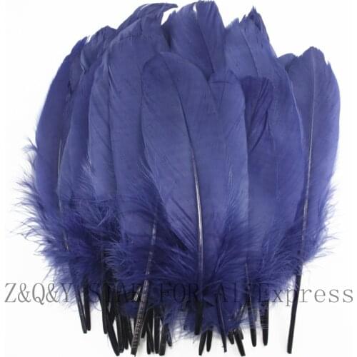 50-200 Natural Goose Feathers 15-20CM Dyeing Navy Blue DIY Craft Ornaments Clothing Feathers