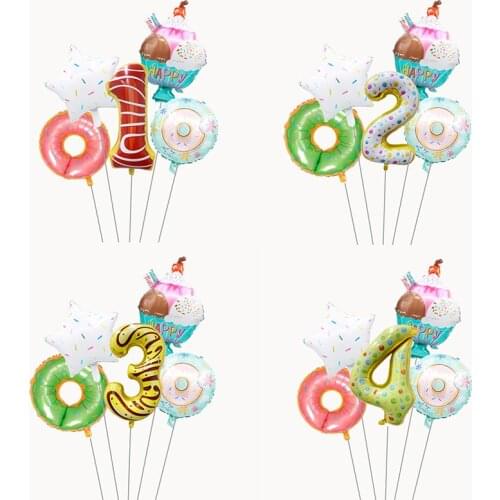 6pcs/lot Ice Cream Candy Donuts Foil Balloons Happy Birthdays Balloon Baby Shower High Quanlity Helium Globos Kids Love Toys
