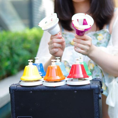 8 Notes Colorful Hand Bell Musical Percussion Instrument for Children Kids Students Early Educational Toy Gift