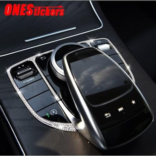 For Mercedes Benz C E GLC Class W205 W213 X253 Car Accessories Central Control Gear Multimedia Mouse Button Diamond Trim Cover