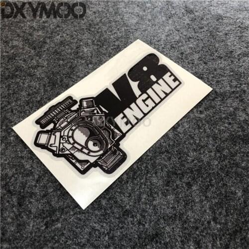 V8 ENGINE Car Stickers 1/10 Scale Reflective Auto Window Whole Body Motorcycle Vinyl Decals 15x9cm