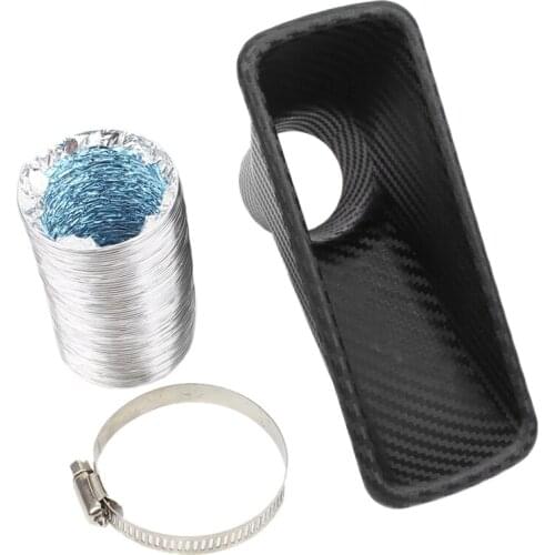 Car Front Bumper Turbo Air Intake Pipe Carbon Look 4.5CM Diameter Square Universal 80cm Turbine Inlet Pipe Air Funnel