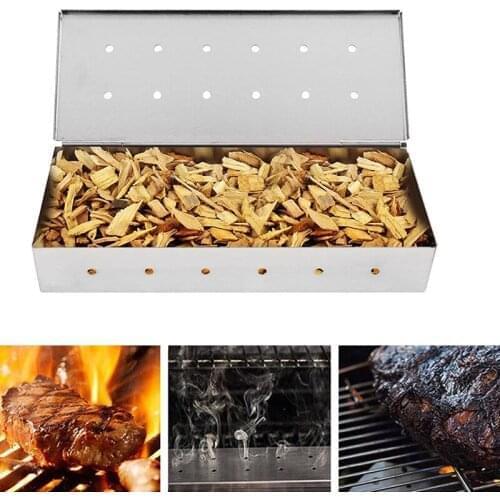 Stainless Steel Wood Chips BBQ Smoker Box Outdoor Meat Salmon Fish Cooking Tools Barbecue Charcoal Cold Smoke Generator