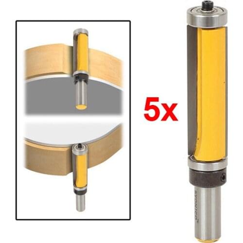HOEN 5pc 1/2" Shank Pattern/Flush Trim Router Bit,2-1/2" Cutter Top & Bottom Bearing For Woodworking Cutting Tool Milling Cutter