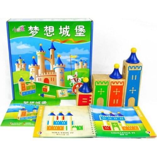 HeLIC Max Early Childhood Intelligence Toys Wooden Mini Castle Building Blocks Geometric Shape Educational Toys pillar Game