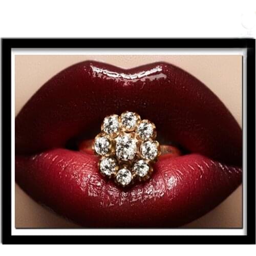Hot Selling Diy Diamond Painting Home Art Sexy Red Lips Diamond Embroidery 5D Mosaic Needlework Wall Stickers