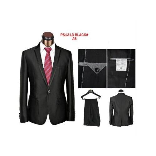 Custom Made To Measure Tailored Mens Bespoke Suits,Black Groom Tuxedos With Satin Shawl Lapel, 1 Button(Jacket+Pants+Tie)