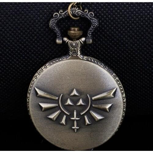 Bronze/Black Game Quartz Pocket Watch Analog Pendant Necklace Men Womens Chain Gifts XH3010