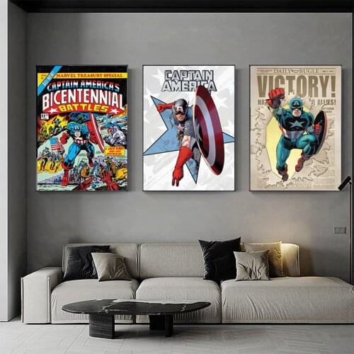 Canvas Painting Character Captain America Comic Posters and Prints Marvel Avengers Superhero Wall Pictures for Living Room Decor