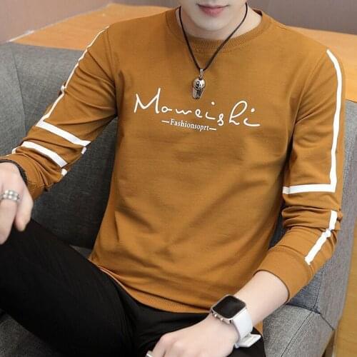 Mens Long-Sleeved T-shirt Spring and Autumn New round Neck Pullover Bottoming Shirt T-shirt Fashion Cool Sweater Mens Clothing