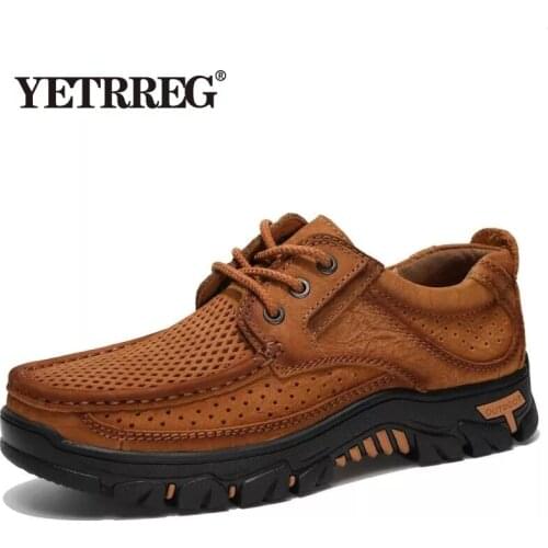 2020 Newly Mens Summer Loafers Shoes Genuine Leather Causal Men Shoes Outdoor Cowhide Driving Shoes Boat Shoes Size 38-48