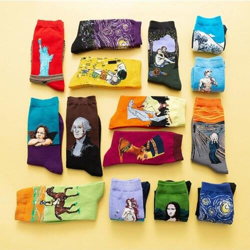 Ms. Art of Figure Painting High Socks Trend of Hip-Hop Street Sports Personality Abstract Cartoon Character Socks For Men