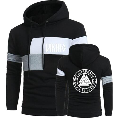 Unisex Mens Spring Autumn Odin Viking Valhalla Cotton Pullover Sweatshirts Sports Print Hooded Leisure Tops Hoodies