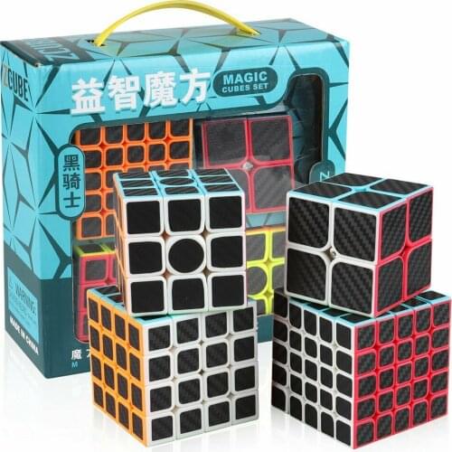 Zcube Carbon Fiber Bundle 2x2x2 3x3x3 4x4x4 5x5x5 Speed Magic Cube Set 4 Pack Puzzle Twist Safe ABS Professional Toy IQ Game