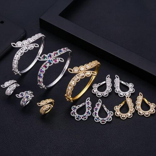 JankellyLuxury Twist Cubic ZirconWedding Eternity braclet set for Women Bridal Engagement Wedding Jewelry CZ Femmale jewelry set