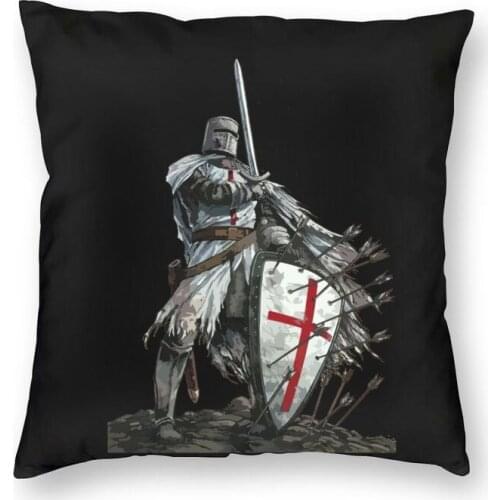 Knights Templar Warrior Cushion Cover Medieval Templar Shield Cross Floor Pillow Case for Living Room Pillowcase Home Decorative