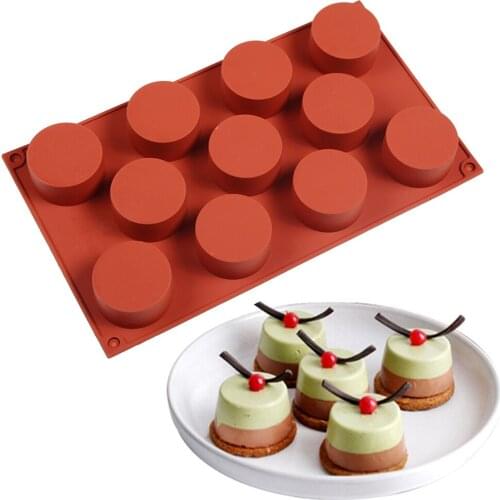 New 11 Cavity Cylinder Silicone Cake Mold Cookies 3D DIY Soap Handmade Kitchen Reuse Baking Tools Decorating Mousse Making Mould