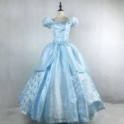 Newest Arrival Cinderella Princess Blue Cosplay Costume for Womens Dress Costumes Halloween Carnival Performance Costume