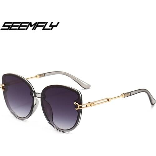 Seemfly New Fashion Metal Frame Big Cat Eye Cute Sunglasses Popular Colorful Sun Glasses For Women Anti-Glare UV400 Shades 2021