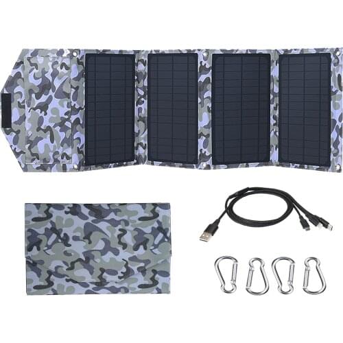 30W portable solar charger 2-port USB waterproof solar panel with 3 in 1 Cable for recharging USB devices etc