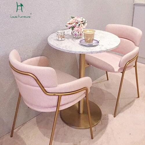Louis Fashion Living Room Chairs Pink Bar Dessert Milk Tea Western Coffee Shop