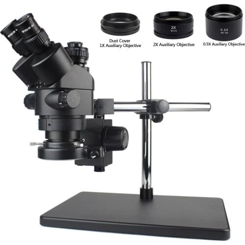 3.5X-90X Simul-Foca Trinocular Stereo Microscope With 56 LED Ring Light Auxiliary Objective For PCB Board Soldering Repair