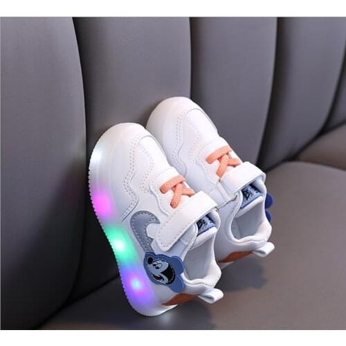 Disney Cartoon princess girls shoes LED lighted glowing shoes children infant tennis hot sales Mickey kids shoes footwear