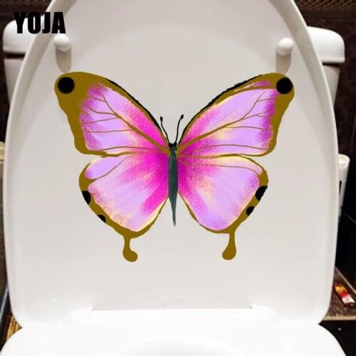 YOJA 22.8X18.1CM Colorful Pattern Butterfly Girl Bedroom Decor Wall Sticker Lovely Cartoon Toilet Decals T1-2171