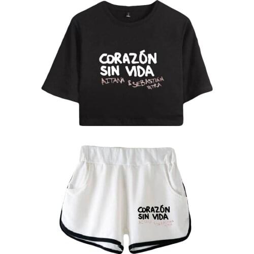 Sebastian Yatra Print Summer Women/Girl Sets Sexy Short Tops+shorts Elastic Waist Suits Two Piece Sets Kawaii