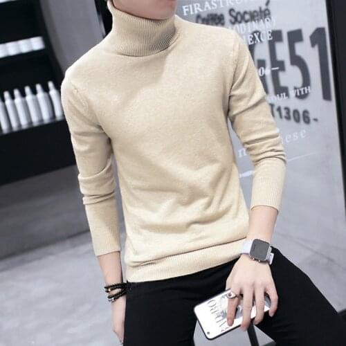 Winter High Neck Thick Warm Sweater Men Turtleneck Brand Mens Sweaters Slim Fit Pullover Men Knitwear Male Double collar
