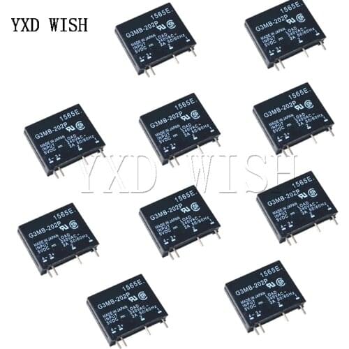 10pcs G3MB-202P DC-AC Solid State Relay Module G3MB 202P PCB SIP SSR AC 240V 2A Snubber Circuit Resistor Relays Switch
