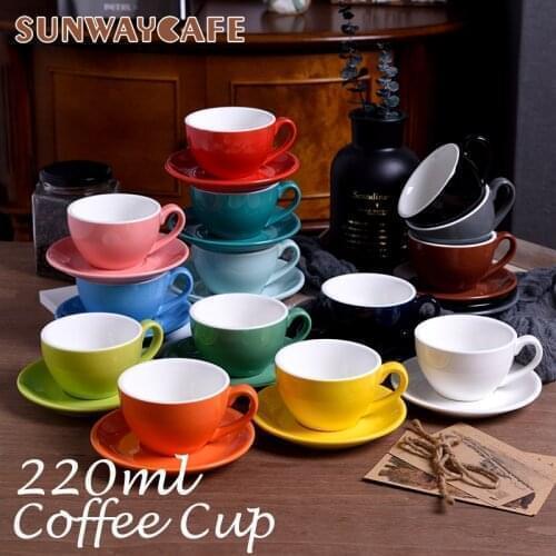 220ml high-grade ceramic coffee cups Coffee cup set Simple European style Mug Cappuccino flower cups Latte
