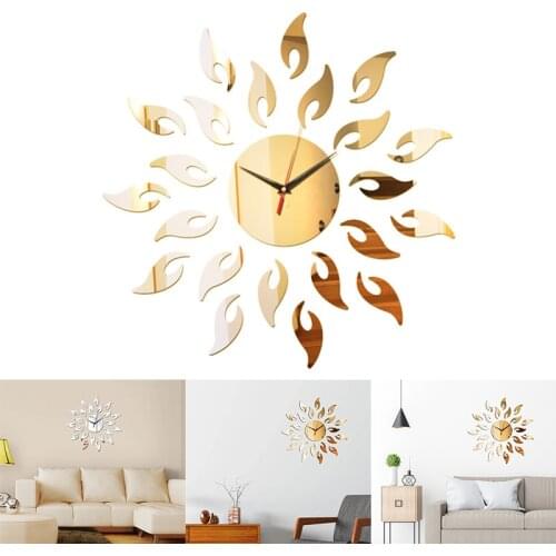 3D Mirror Sun Art Wall Sticker Removable Acrylic Mural Decal Home Room DIY Decor J2Y