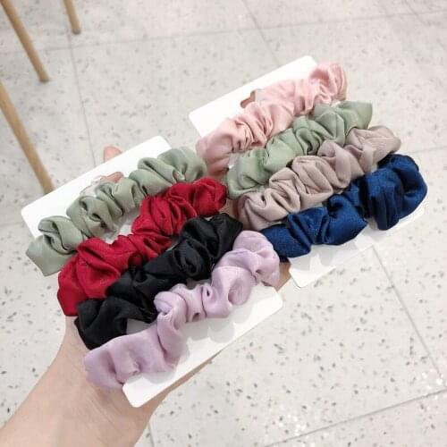 4PC Korean Elegant Satin Circle Womens Elastic Hair Bands Fashion Silk Girls Hair Bands Head Bands Hair Accessories HeadWear