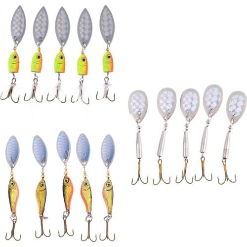 5pcs Fishing Lure Spinnerbait, Bass Trout Salmon Hard Metal Spinner Baits Kit Fishing Tackles