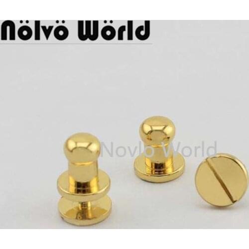 50 pieces 4 colors 5-6-7-8mm Copper Stud Copper Screw Round Nail Leather Screw Rivet Chicago Base for DIY Bags Strap Adjust