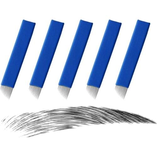 50pcs/lot Tattoo Needles Microblading 0.2mm/0.25mm 9pin/16pin/21pin U12/U14/U16/U21 U shape Permanent makeup Manual Pen Blade