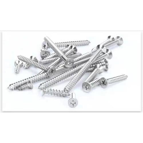 50 Pieces in 1 Pack, 304 Stainless Steel Screw, Self Tapping Screw, Cross Countersunk Head Extended