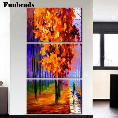 5d DIY Diamond Painting Cross Stitch Kits Diamond Embroidery Diamond Mosaic 5d art triptych Autumn nature scenery 3 pcs FF360