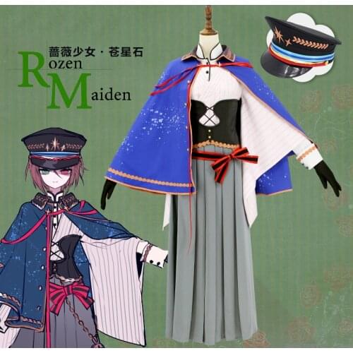 Anime Rozen Maiden Figure Souseiseki & Suiseiseki Gothic Kimono Military Uniform Halloween Cosplay Costume Party Suit For Women