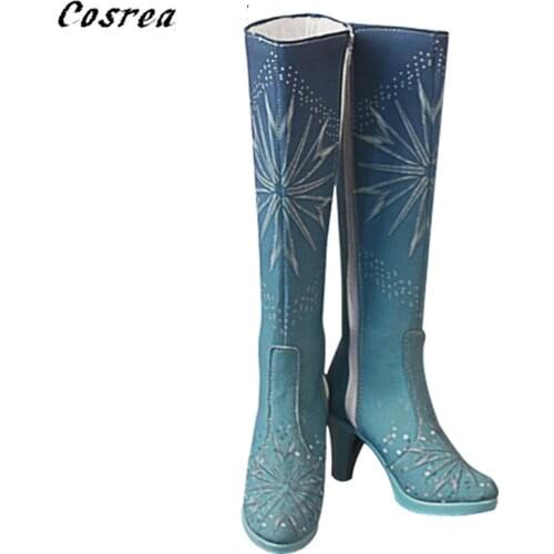 Queen Shoes Costume princess Ice Shoes Winter Girls Christmas Snow Cosplay Knee-high High Heel Boots