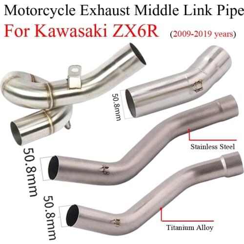 Slip on Motorcycle Exhaust Muffler Escape Titanium Alloy Middle Connection Link Pipe For Kawasaki Ninja ZX6R ZX-6R 2009 - 2019
