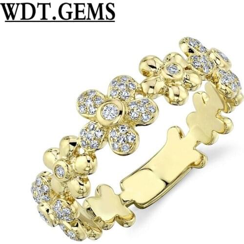 Diamond Flower Ring 10K Yellow Gold Womens Size 7 Daisy Statement Round Cut