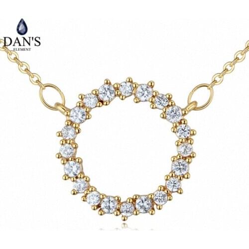 DANS Element Brand 3Colors AAA Zirconia Micro Inlays Fashion Round Pendant Necklace for Women Valentine Gift 125625